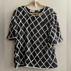 Beautiful Elegant SequinS Plus Size  Pullover Tunic Blouse Top